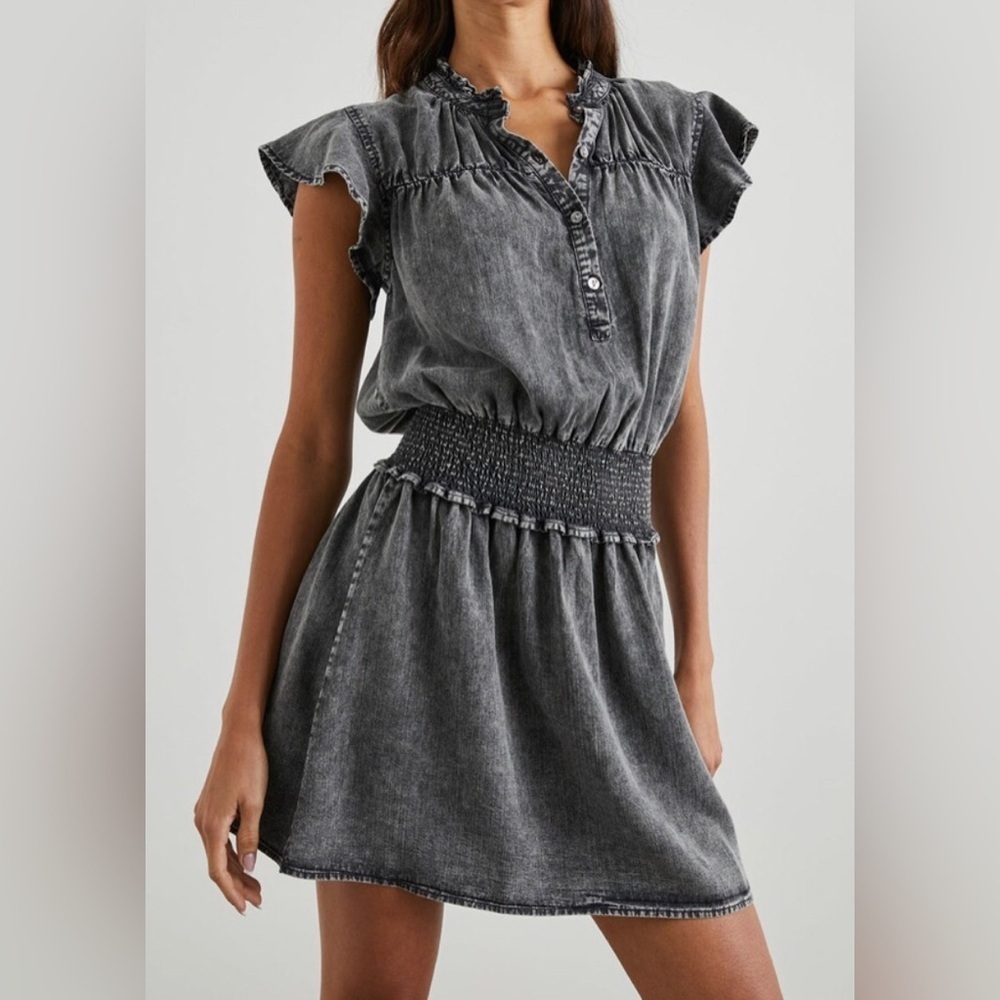 Rails Amina Dress in Black Acid Wash Size S